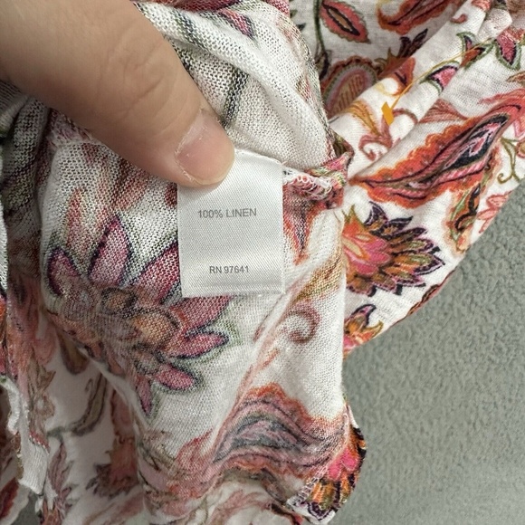 J Jill Tank Top Women XL Petite Boho Paisley Linen Cottagecore Lightweight Beach - Picture 4 of 7